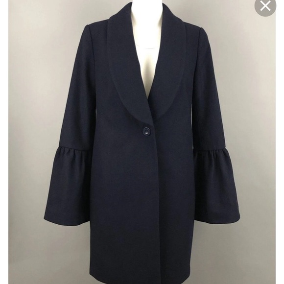 Express Jackets & Blazers - Express Navy Blue Wool Blend Bell Sleeve Pea Coat
